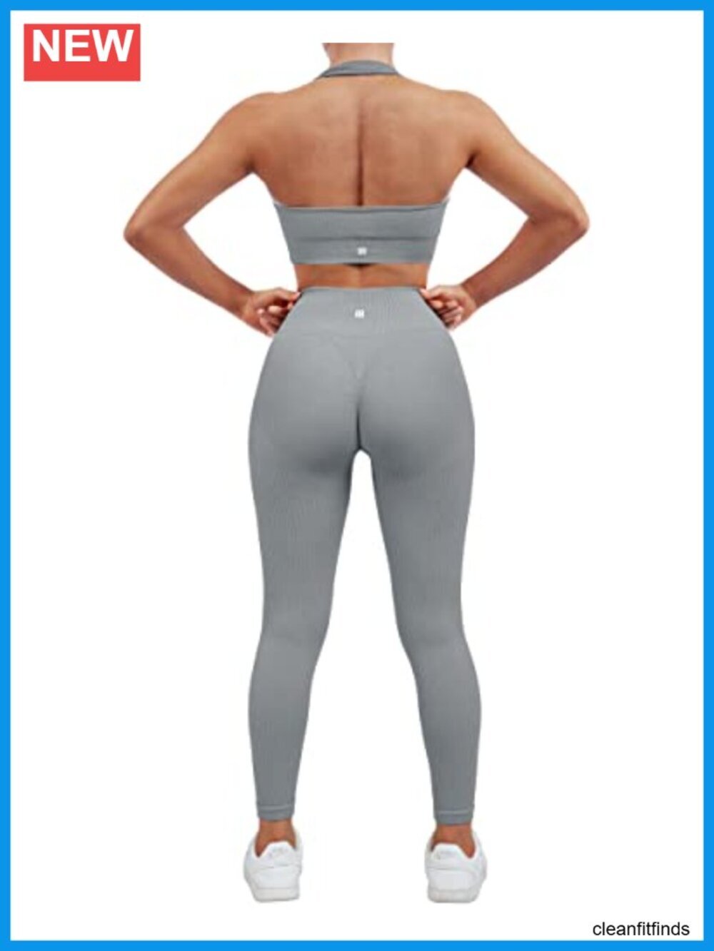 Seamless Ribbed Workout Set - Backless Sports Bra & Booty Biker Shorts